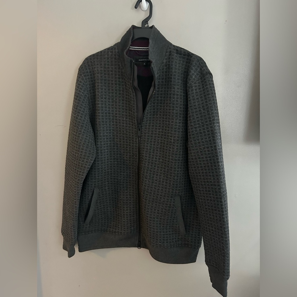 Hammer Made Sweater -  Men's Full Zip Waffle Texture Sweater charcoal gray - Picture 2 of 10